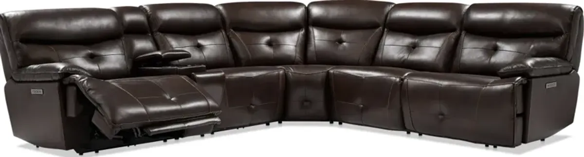 Westgate 6-Piece Dual-Power Sectional with Console - Brown