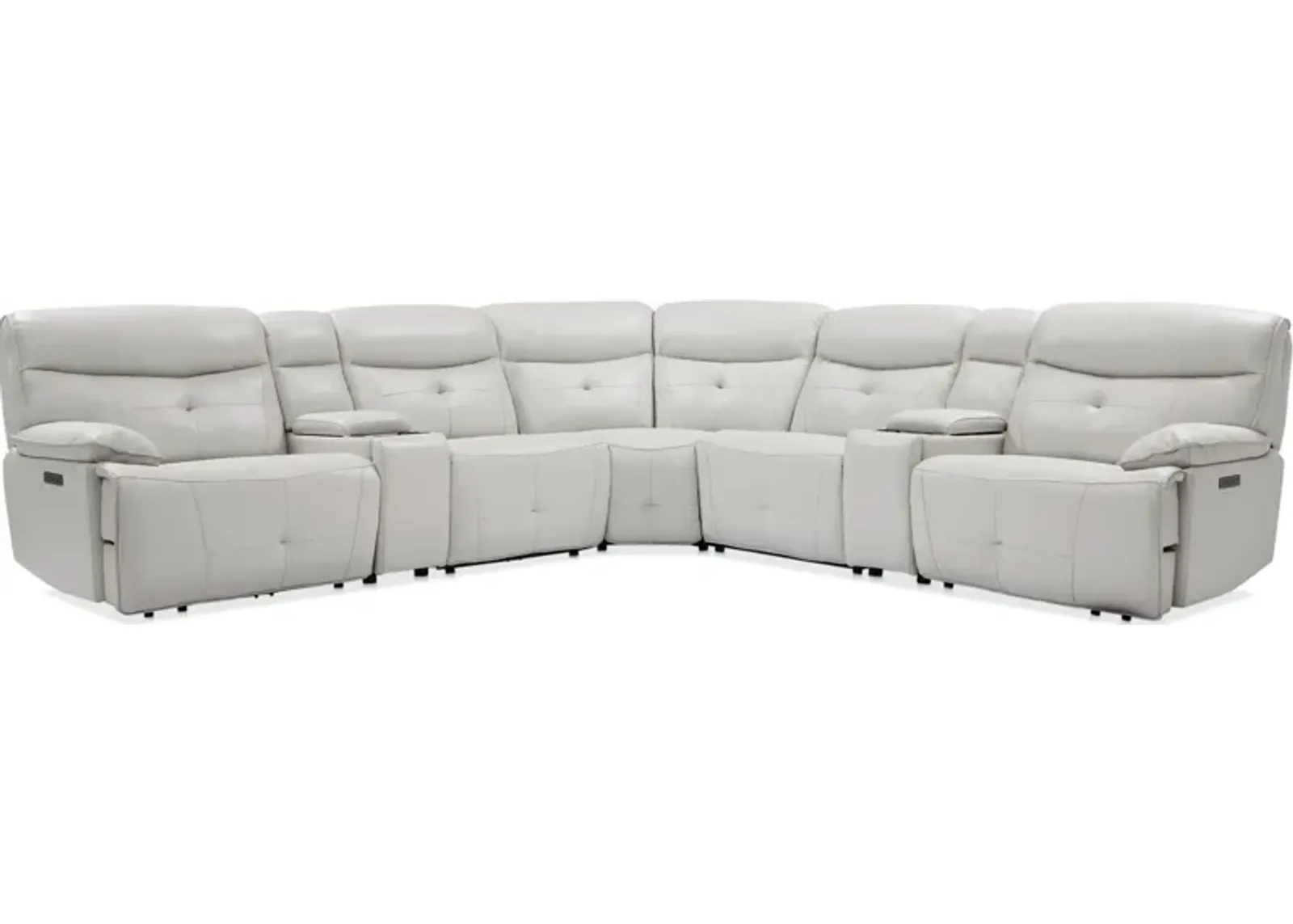 Westgate 7-Piece Dual-Power Sectional with 2 Consoles - Fog