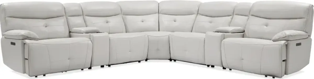 Westgate 7-Piece Dual-Power Sectional with 2 Consoles - Fog