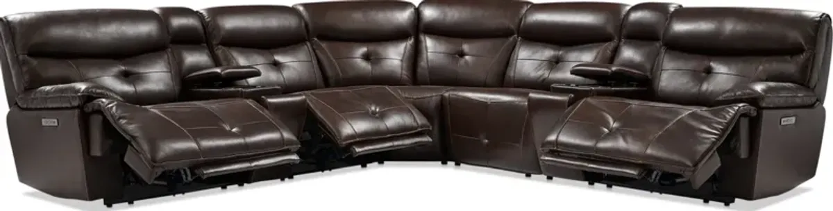 Westgate 7-Piece Dual-Power Sectional with 2 Consoles - Brown