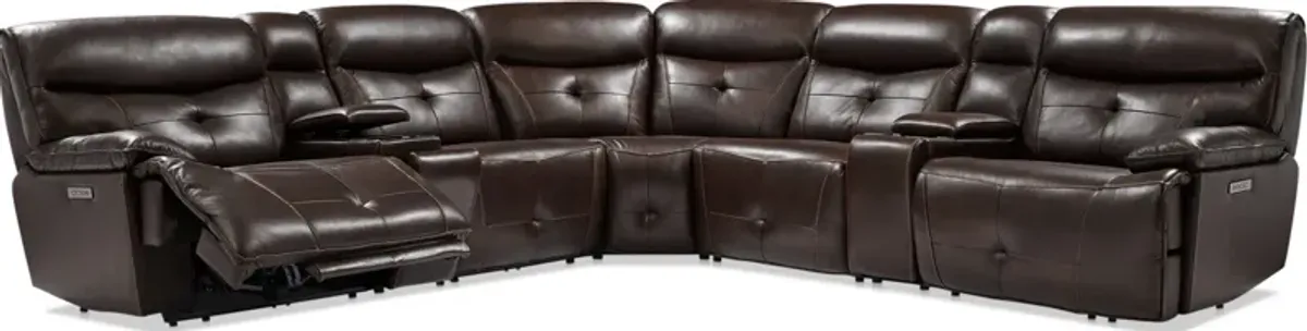 Westgate 7-Piece Dual-Power Sectional with 2 Consoles - Brown