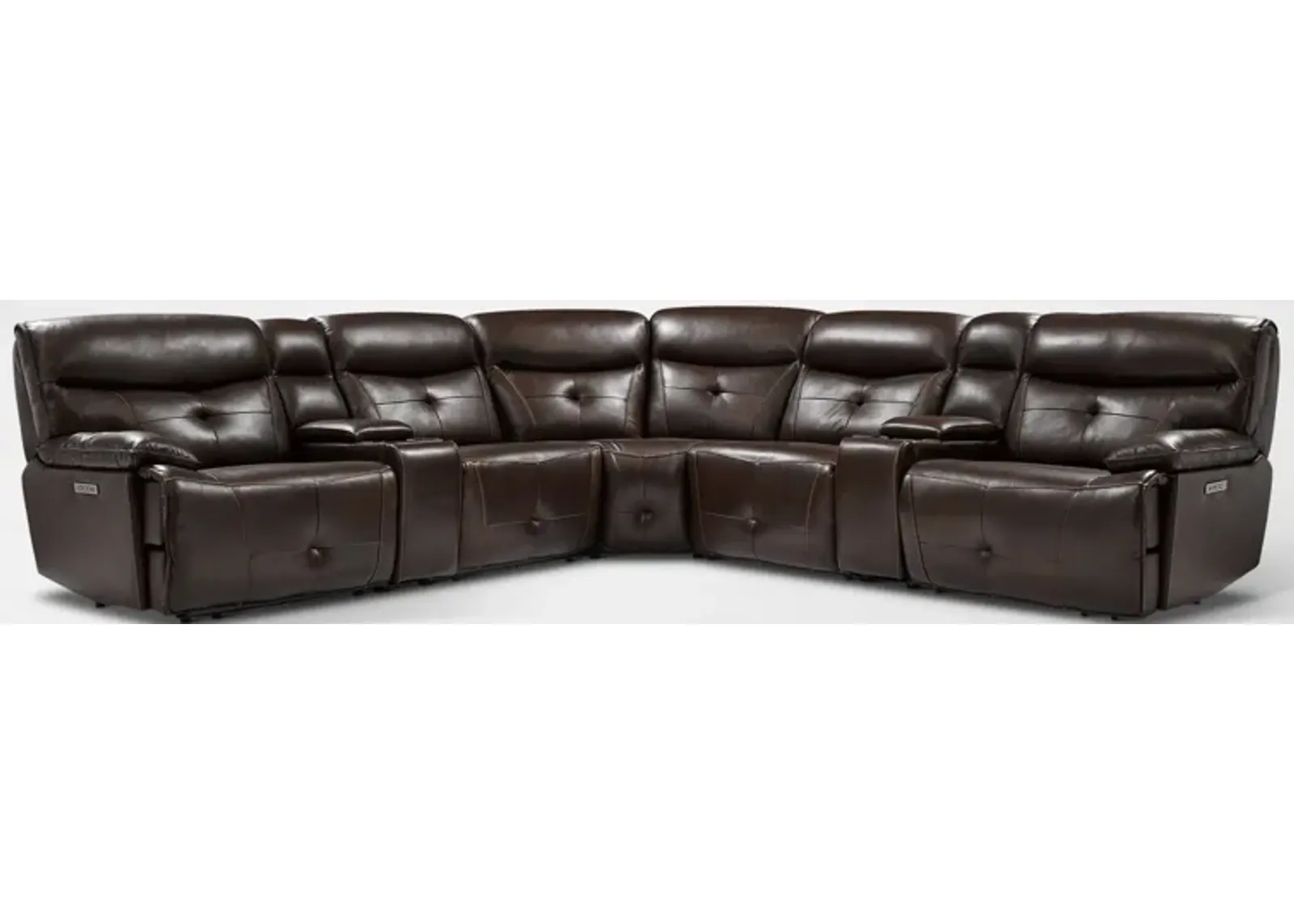 Westgate 7-Piece Dual-Power Sectional with 2 Consoles - Brown