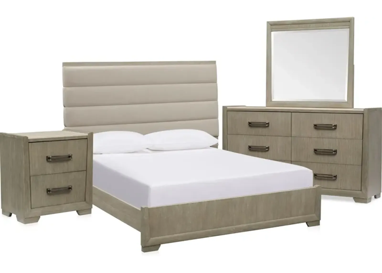 Wilshire 6-Piece Queen Bedroom Set with Dresser, Mirror and Nightstand with USB Charging