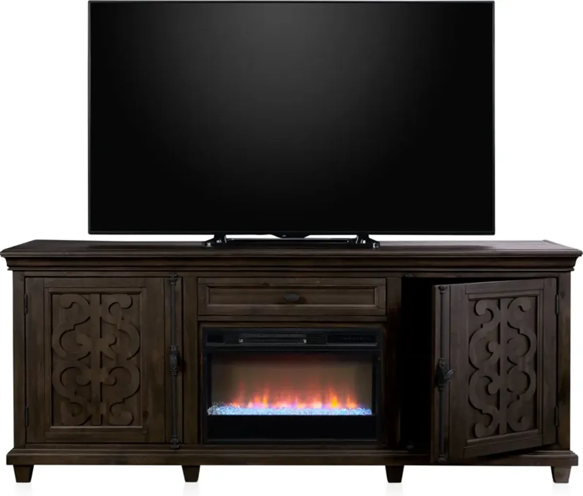 Charthouse 84" Contemporary Fireplace TV Stand - Charcoal