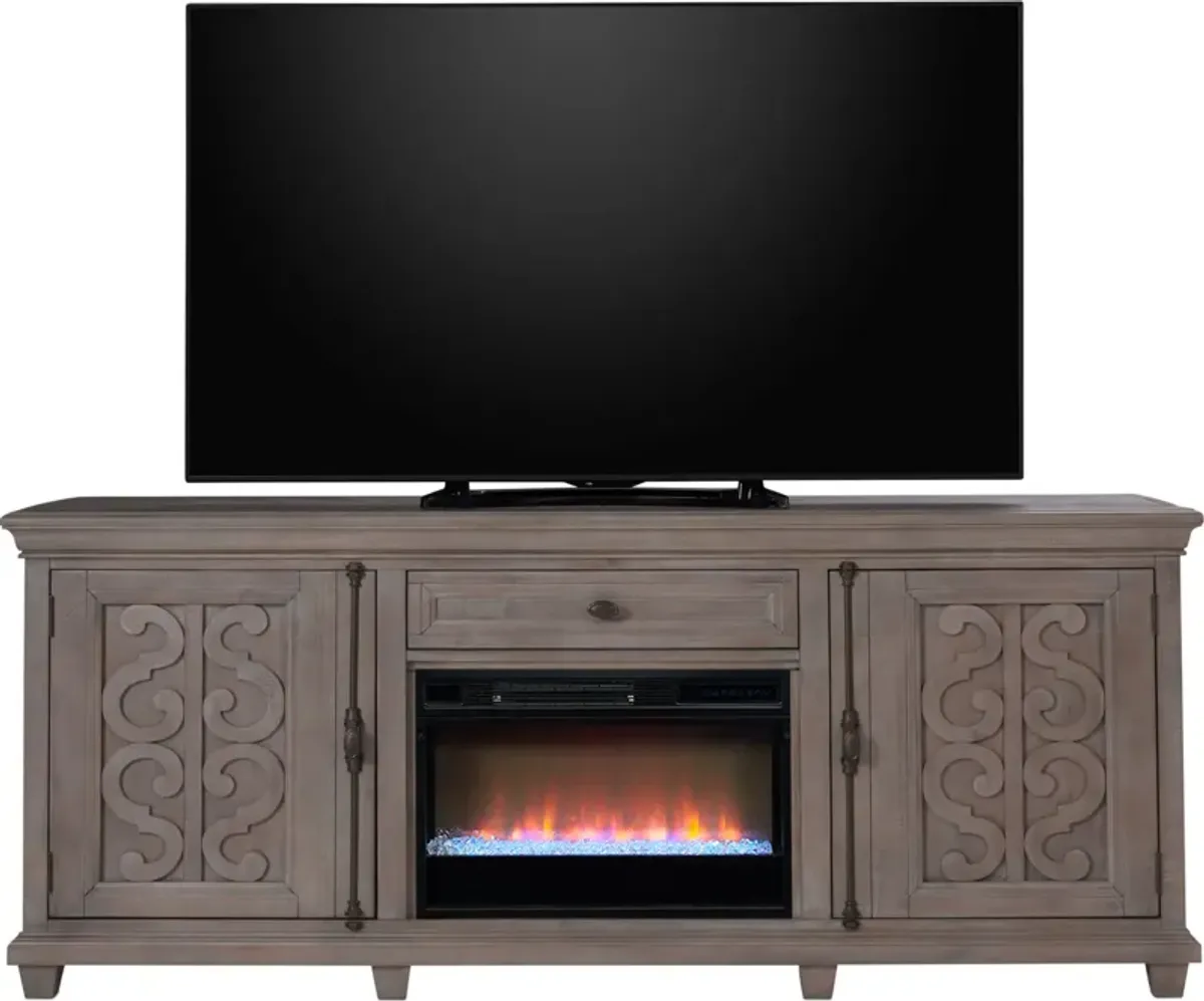 Charthouse 84" Contemporary Fireplace TV Stand - Gray