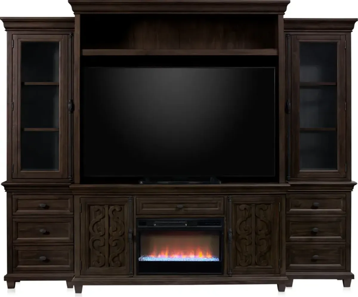 Charthouse Entertainment Wall with Contemporary Fireplace - Charcoal