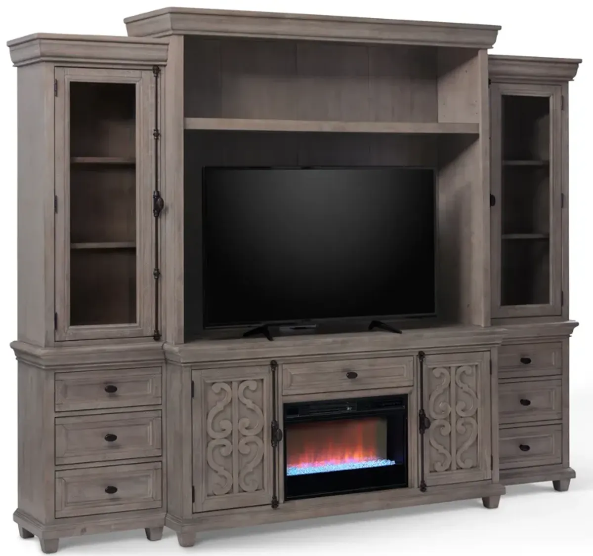 Charthouse Entertainment Wall with Contemporary Fireplace - Gray