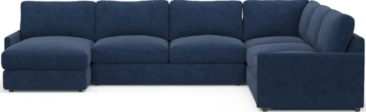 Jasper Hybrid Comfort 4-Piece Sectional with Left-Facing Chaise - Oslo Navy