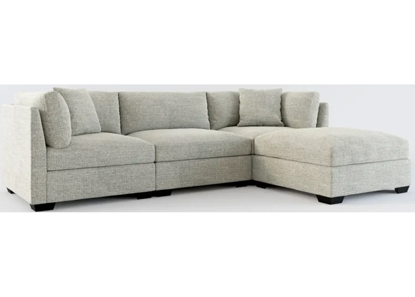 Beckham Foam Comfort 3-Piece Sofa and Ottoman - Pandora Pepper