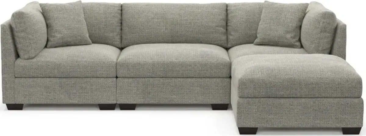 Beckham Hybrid Comfort 3-Piece Sofa and Ottoman - Pandora Pepper