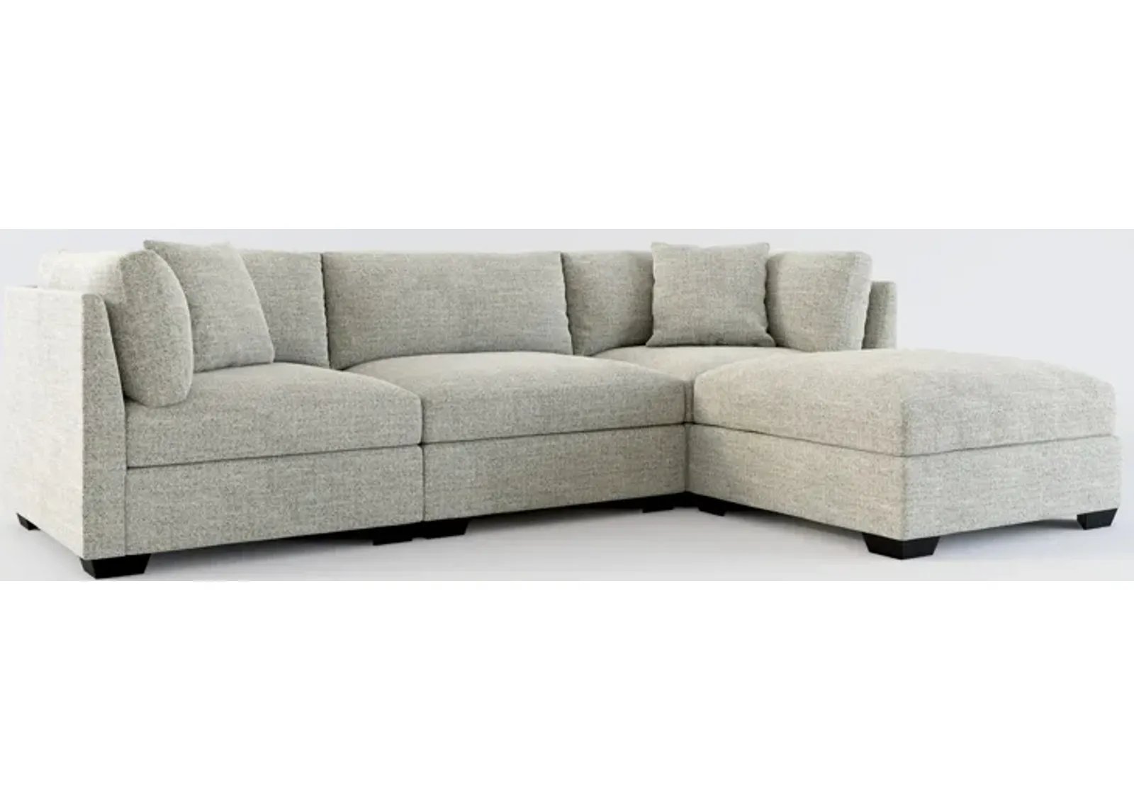 Beckham Hybrid Comfort 3-Piece Sofa and Ottoman - Pandora Pepper