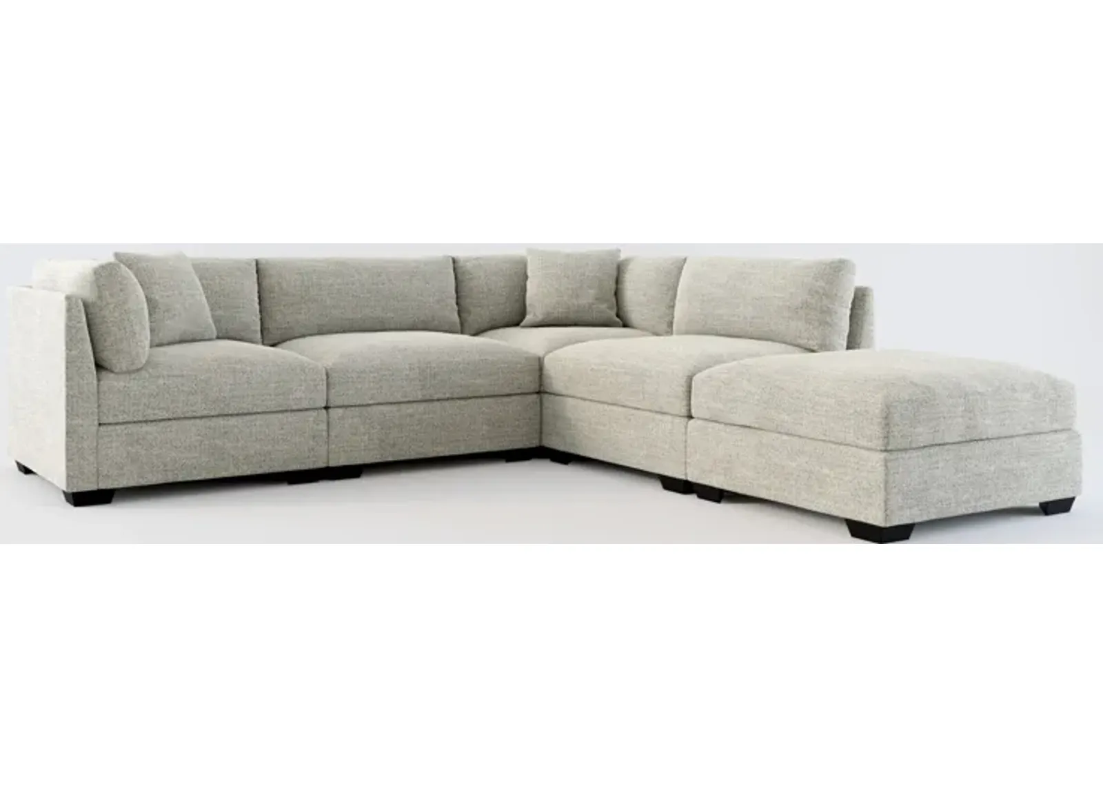 Beckham Hybrid Comfort 4-Piece Sectional and Ottoman - Pandora Pepper