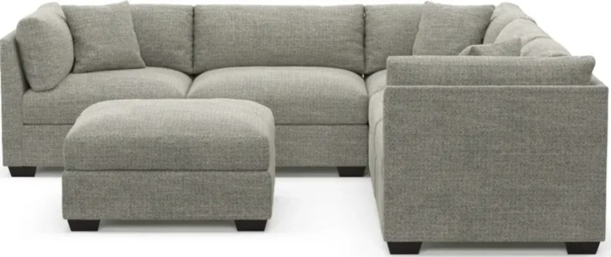 Beckham Hybrid Comfort 5-Piece Sectional and Ottoman - Pandora Pepper