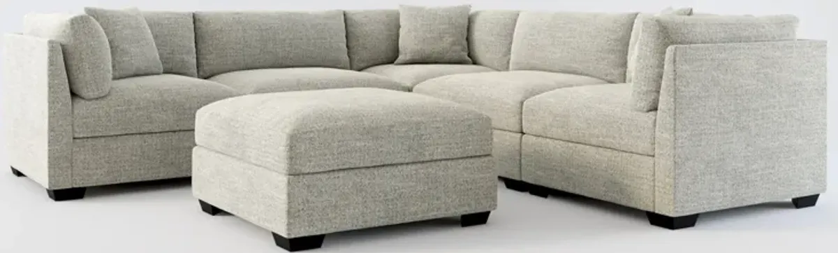 Beckham Hybrid Comfort 5-Piece Sectional and Ottoman - Pandora Pepper