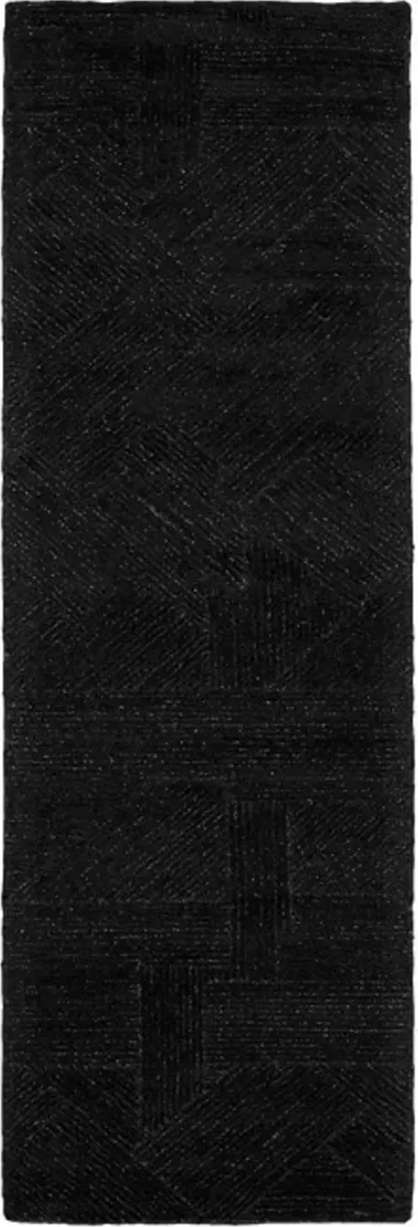 Geometry 2' X 8' Area Rug by Michael Amini - Black