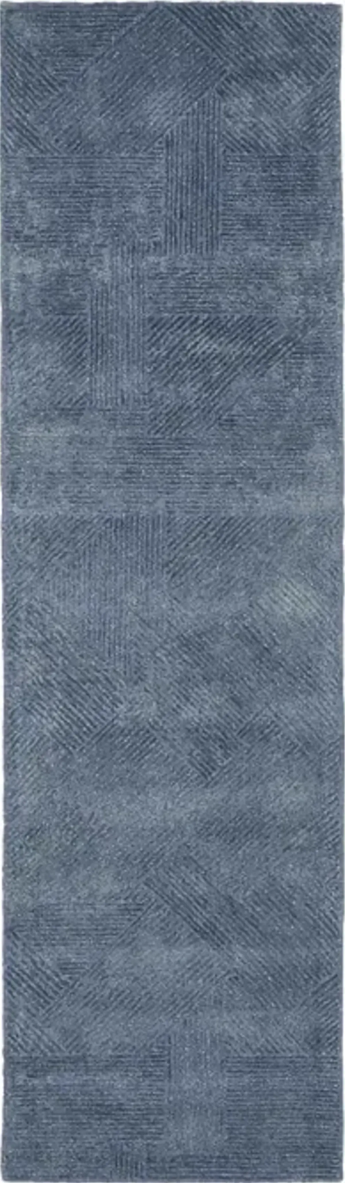 Geometry 2' X 8' Area Rug by Michael Amini - Blue