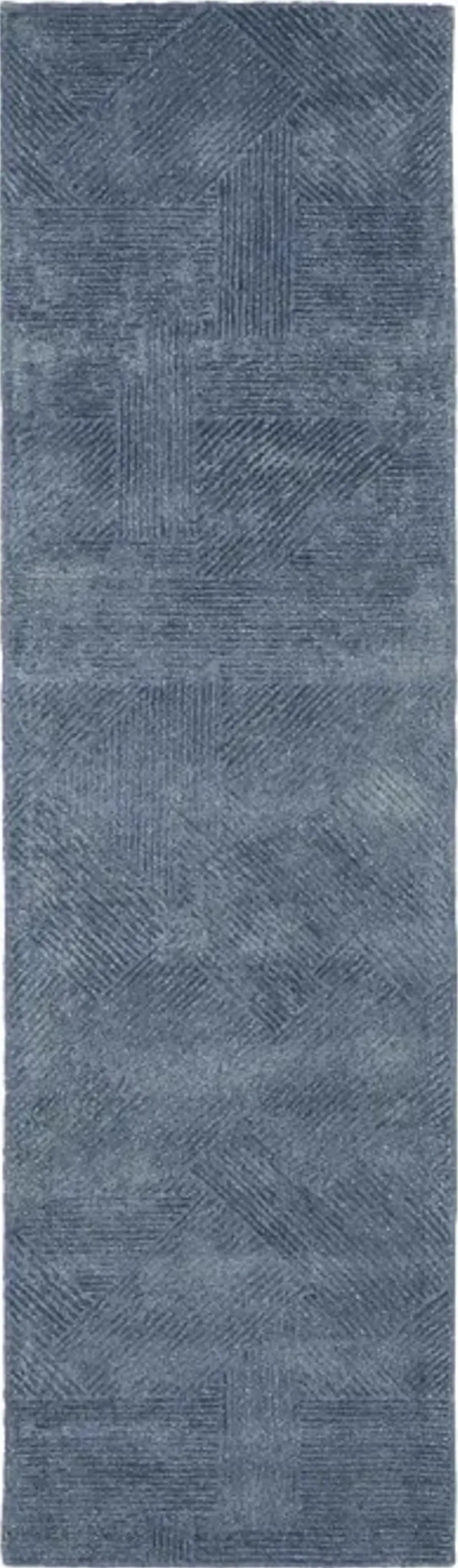 Geometry 2' X 8' Area Rug by Michael Amini - Blue