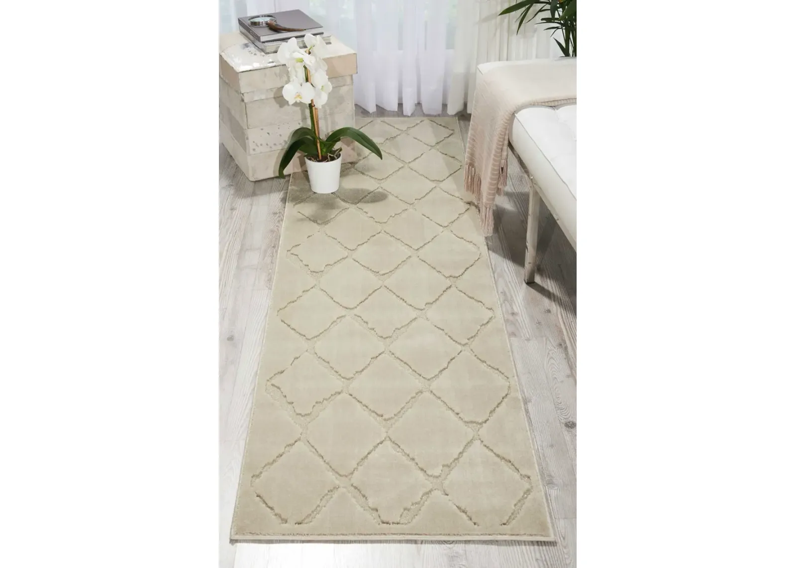 Criss Cross 2' X 8' Area Rug by Michael Amini - Ivory