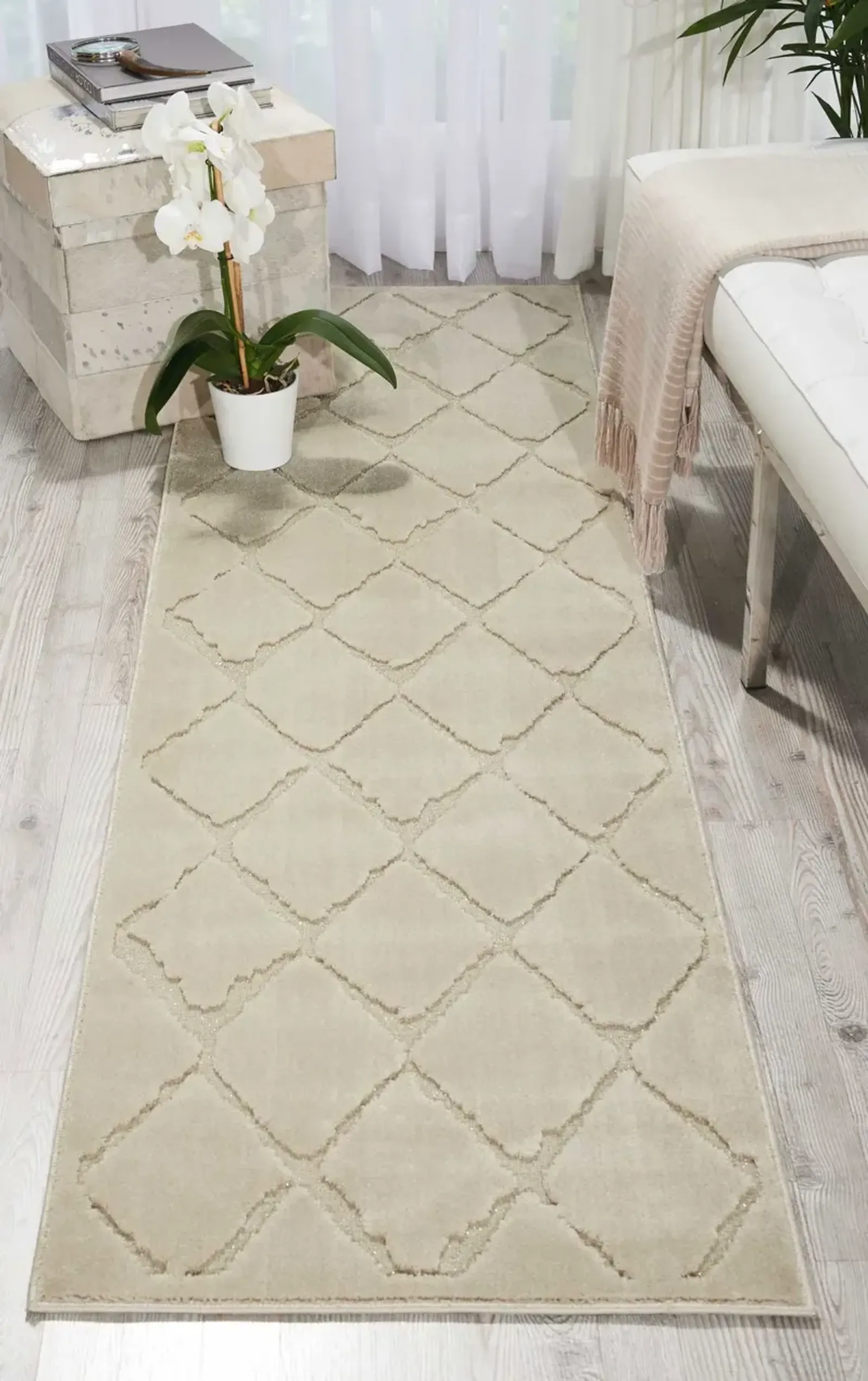 Criss Cross 2' X 8' Area Rug by Michael Amini - Ivory