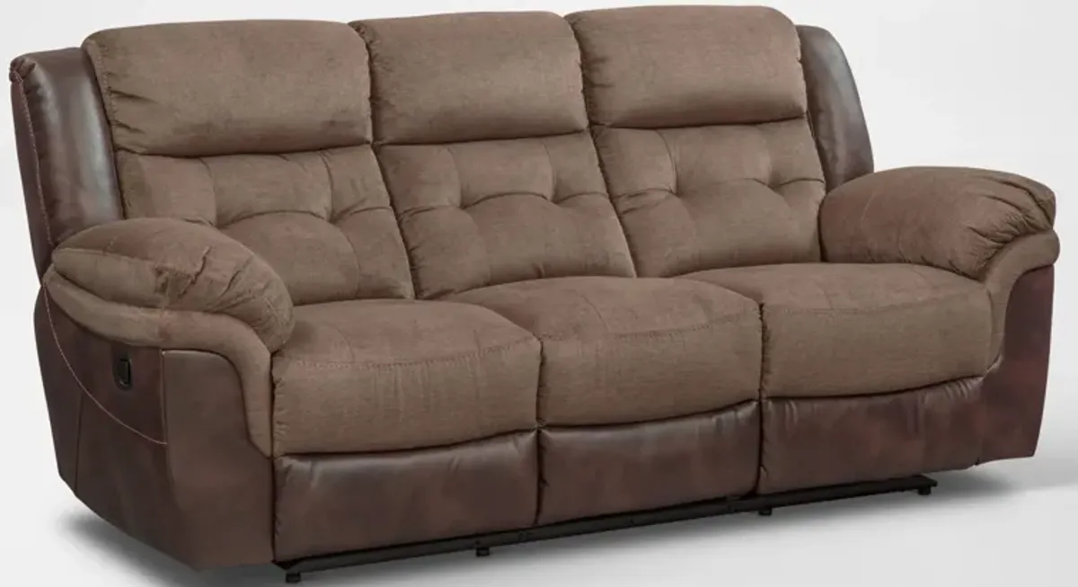 Tacoma Manual Reclining Sofa - Brown