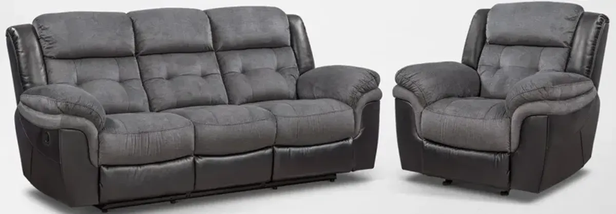 Tacoma Manual Reclining Sofa and Glider Recliner Set - Black