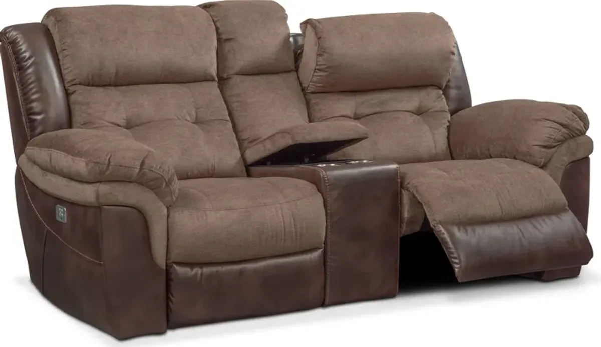 Tacoma Dual-Power Reclining Loveseat - Brown