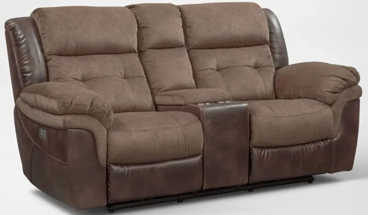 Tacoma Dual-Power Reclining Loveseat - Brown