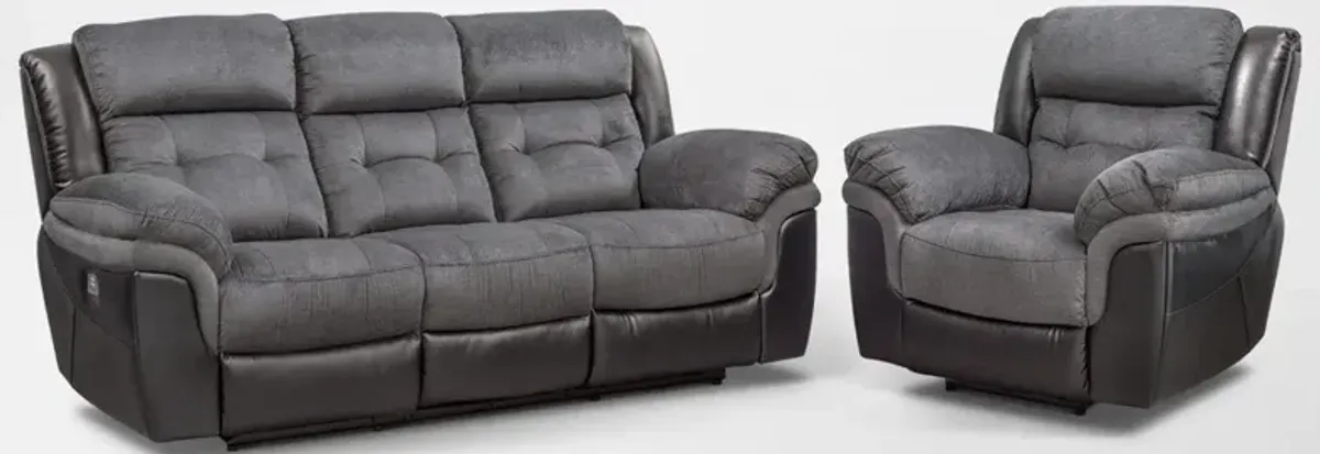 Tacoma Dual-Power Reclining Sofa and Recliner Set - Black