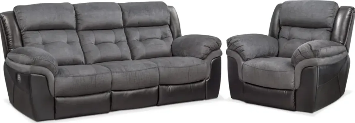 Tacoma Dual-Power Reclining Sofa and Recliner Set - Black