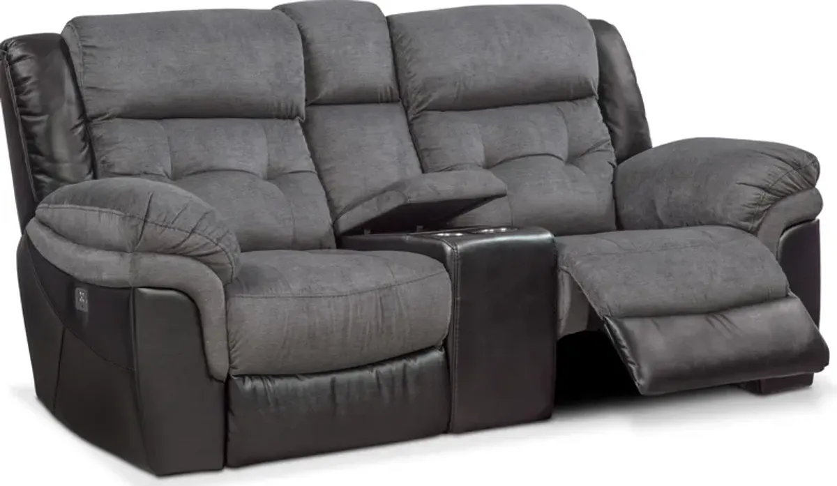 Tacoma Dual-Power Reclining Sofa and Loveseat Set - Black