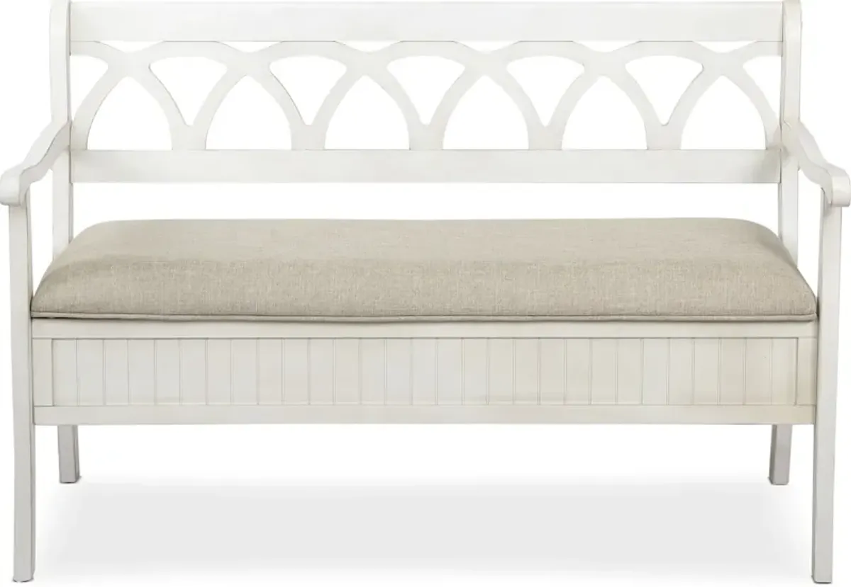 Quincy Storage Bench - White