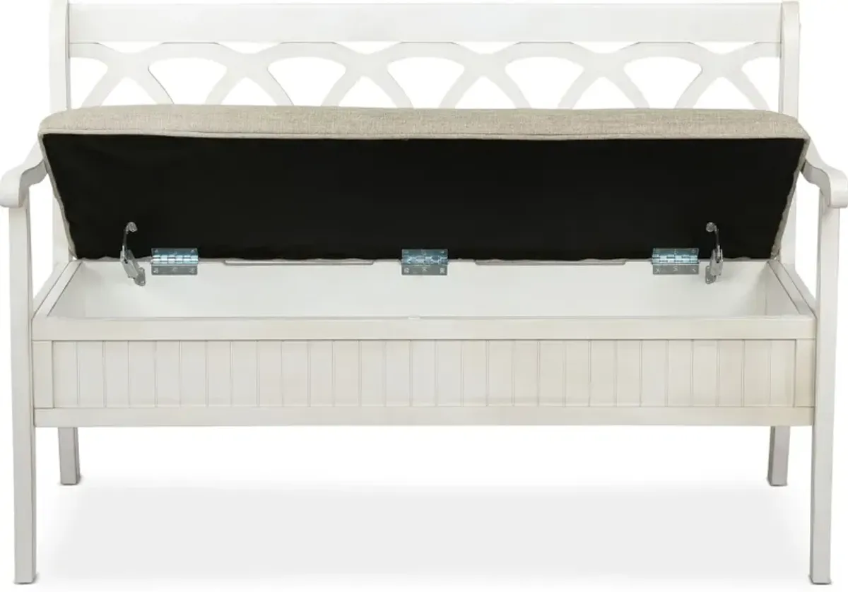 Quincy Storage Bench - White