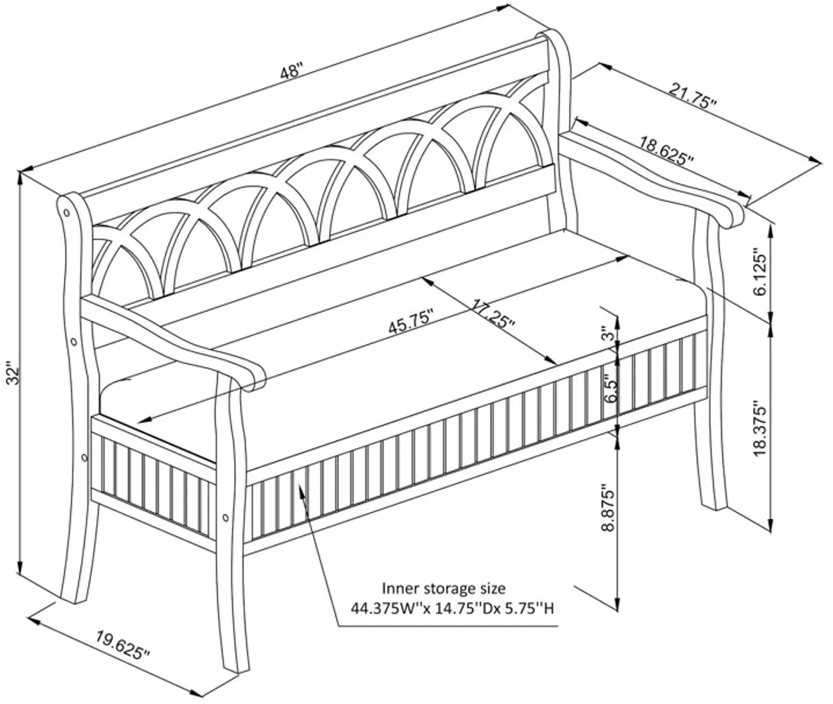 Quincy Storage Bench - White