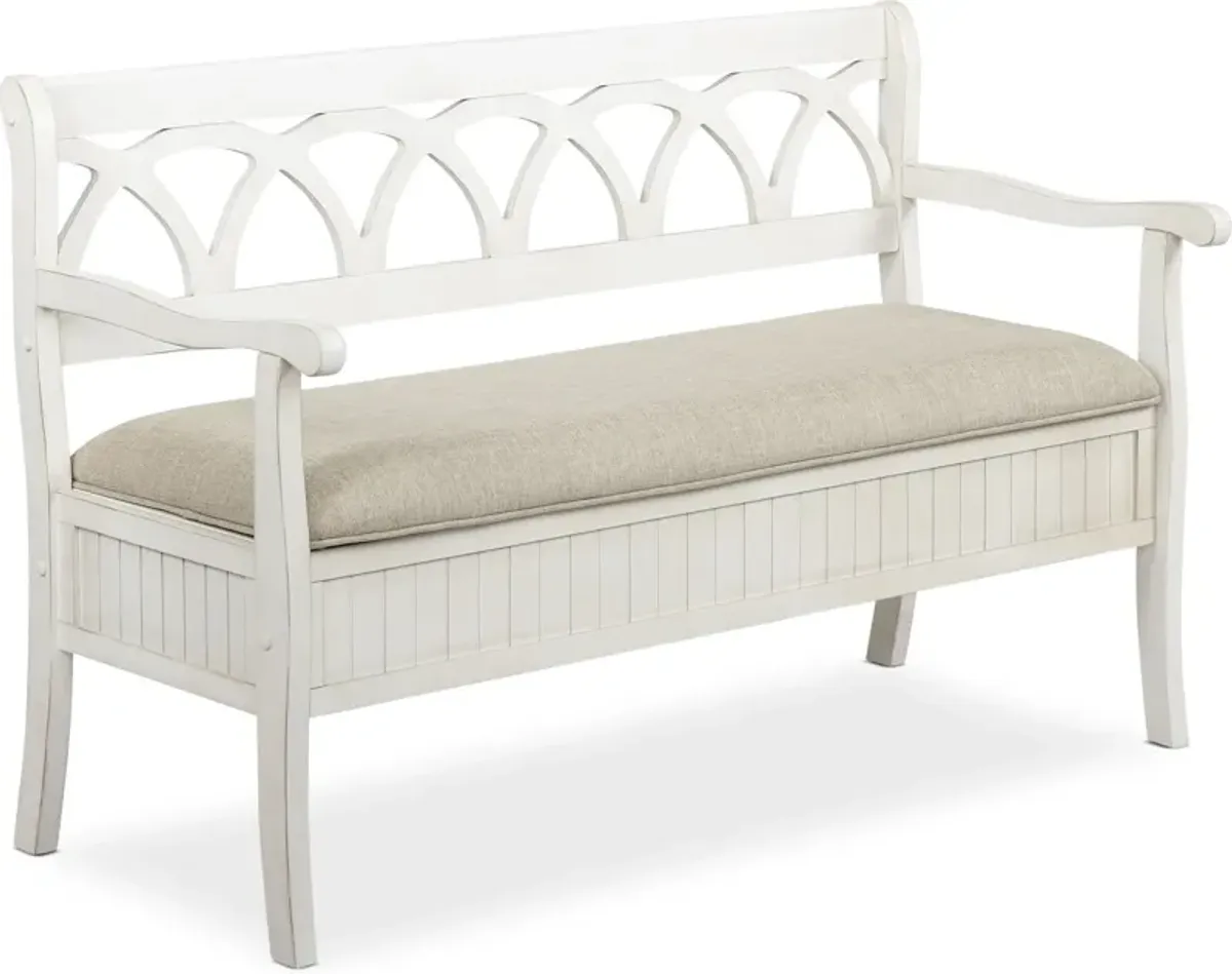 Quincy Storage Bench - White