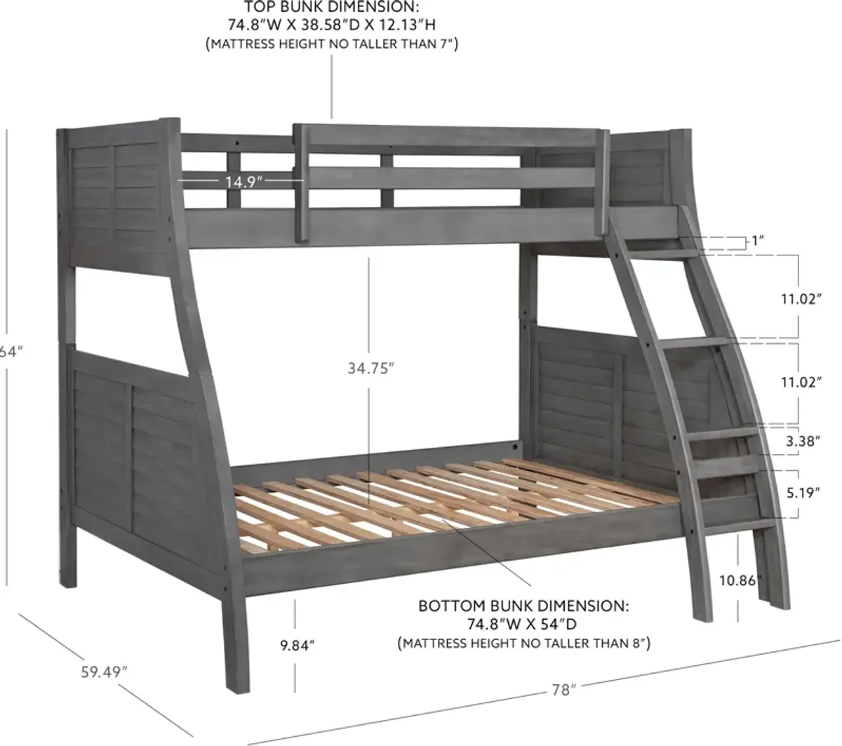 Easton Bunk Bed - Gray