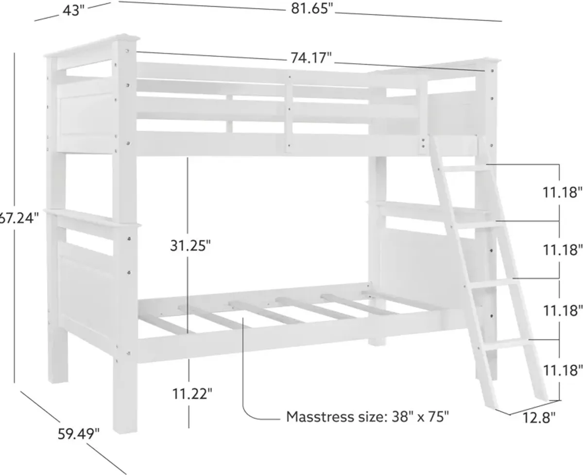 Walker Bunk Bed - White