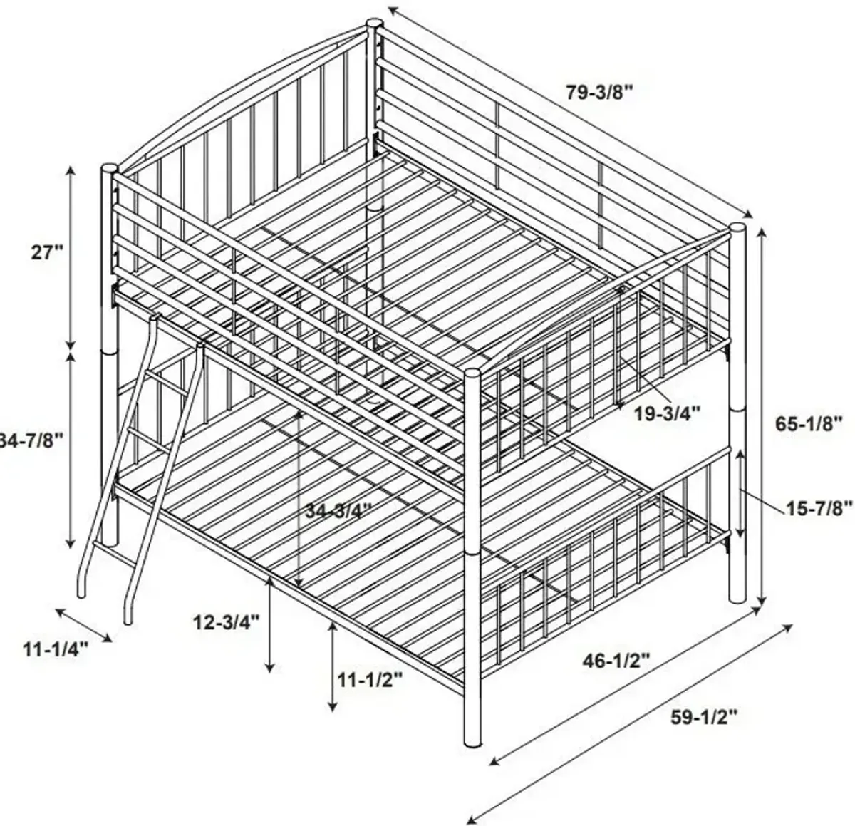 Chase Full over Full Bunk Bed - Pewter