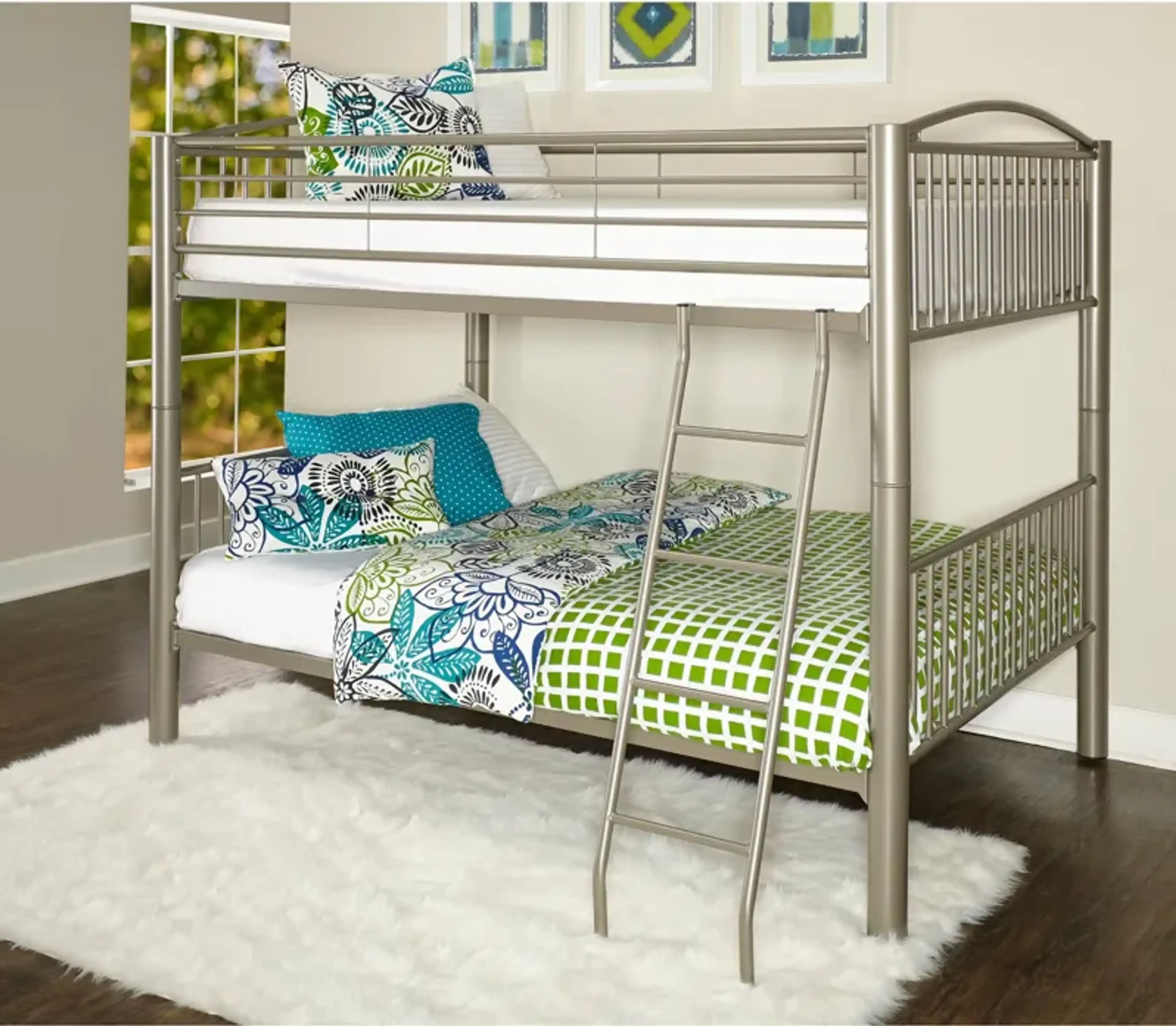 Chase Full Over Full Bunk Bed Pewter Value City Furniture | Furniture.com