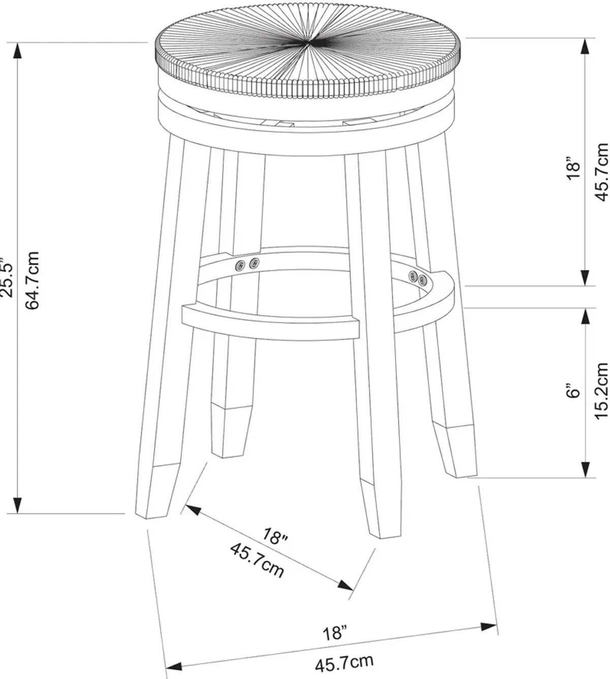 Bretton Swivel Counter-Height Stool - Black