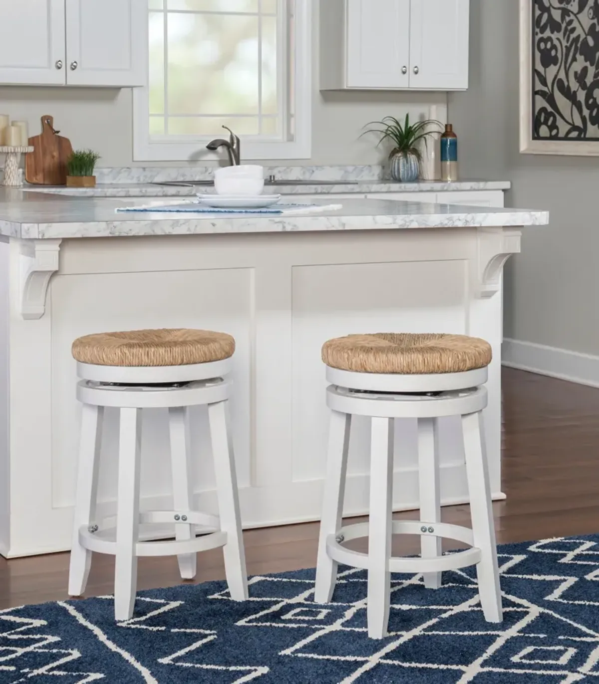 Bretton Swivel Counter-Height Stool - White