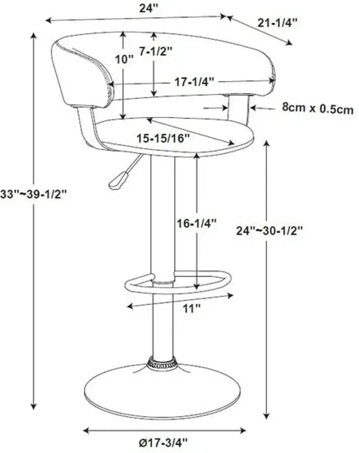 Tonina Adjustable Bar Stool - White