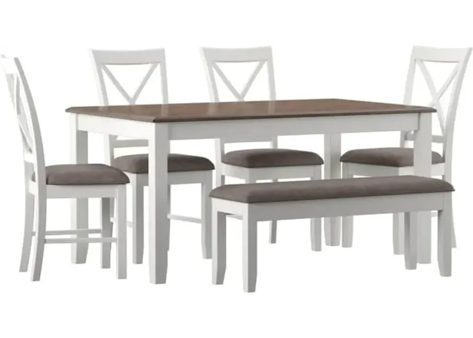 Bassett Dining Table, 4 Chairs and Bench