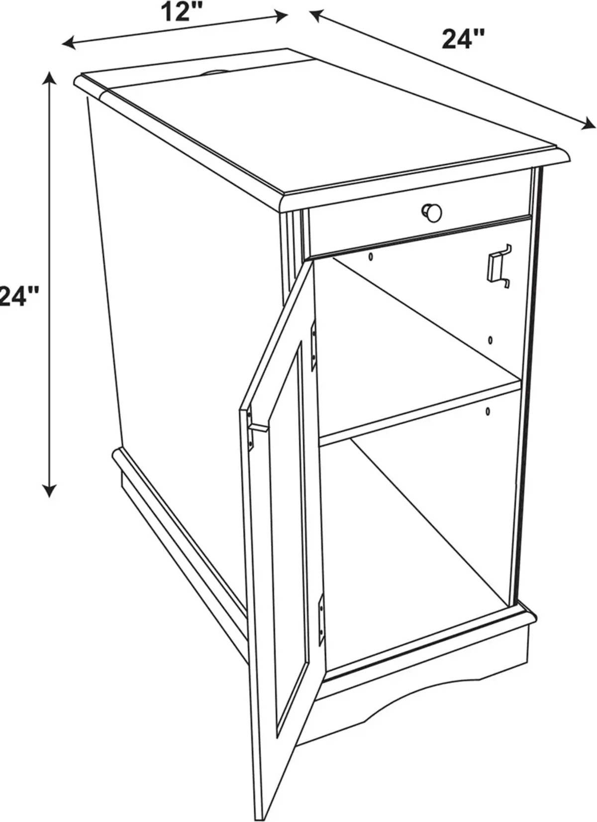 Clarence Side Table with USB Charging - White