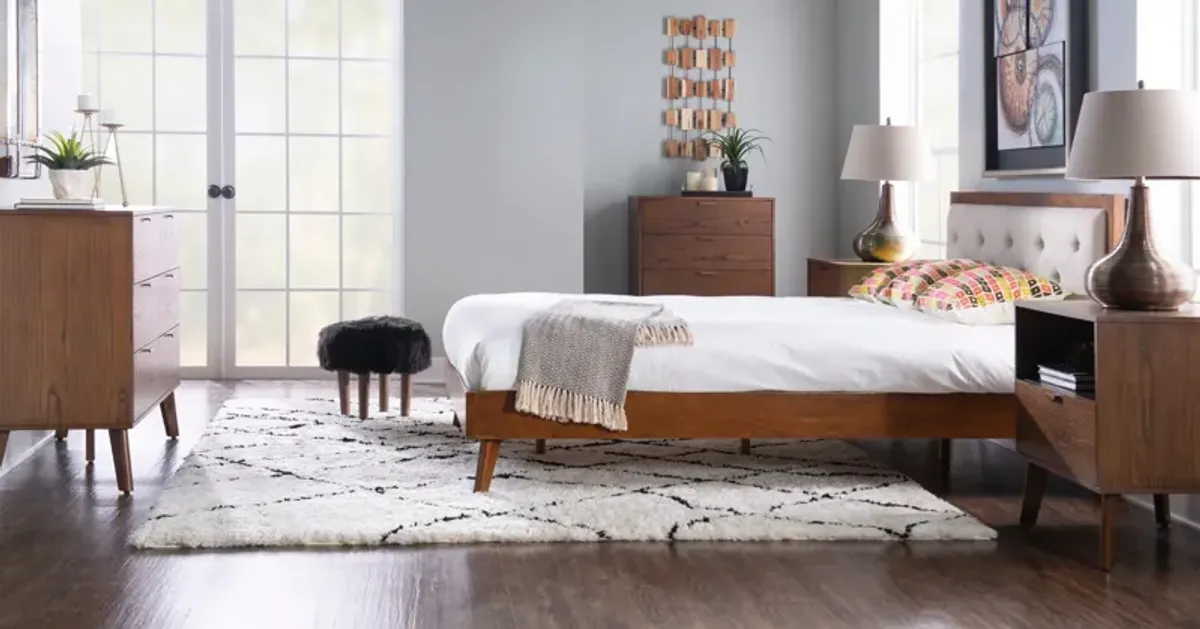 Courtney Upholstered Platform Queen Bed - Oatmeal