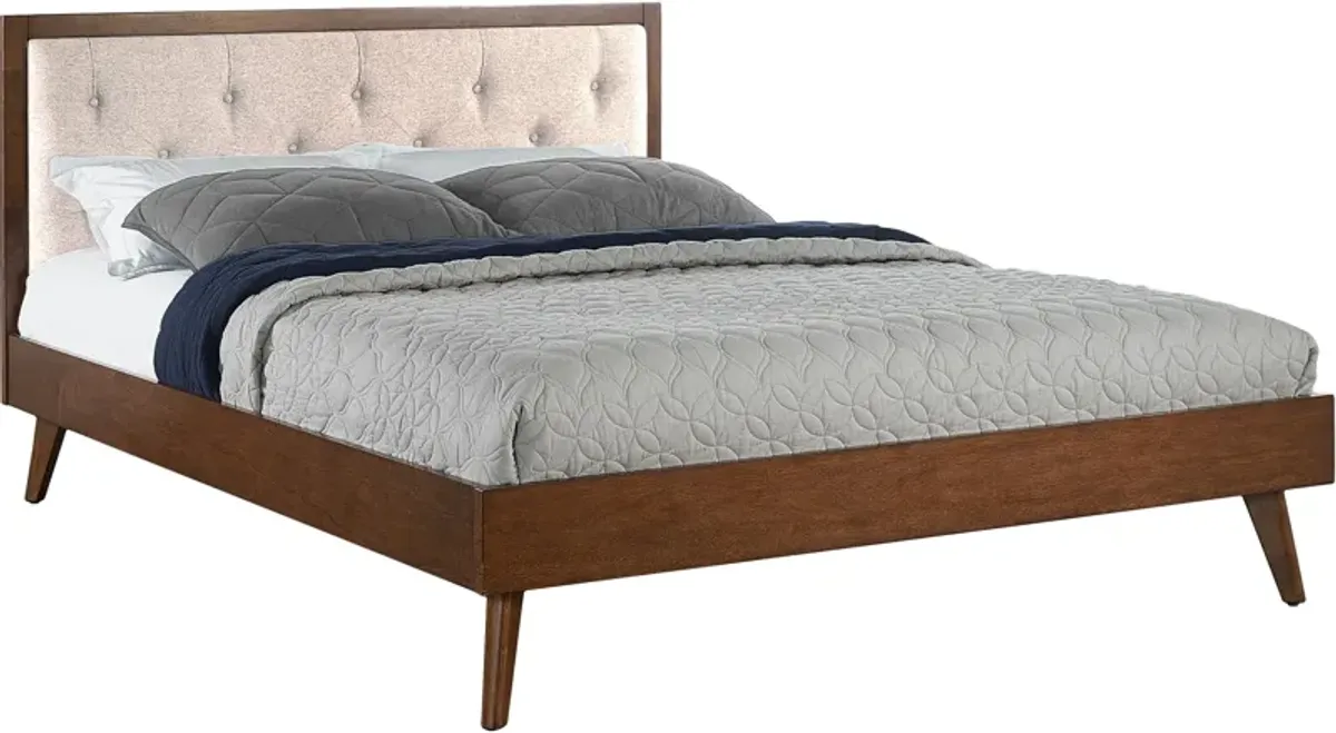 Courtney Upholstered Platform Queen Bed - Oatmeal