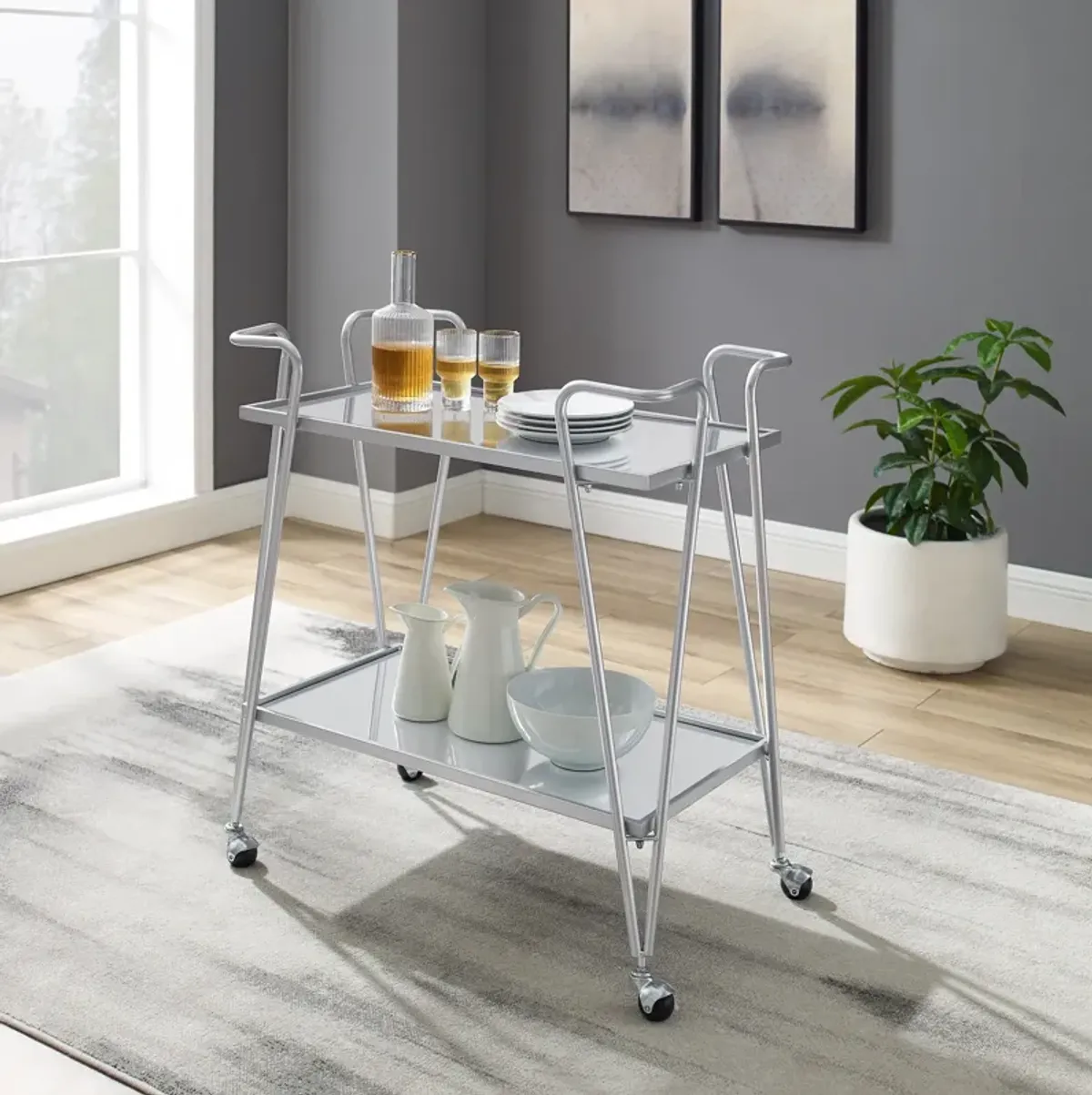 Naomi Bar Cart - Silver