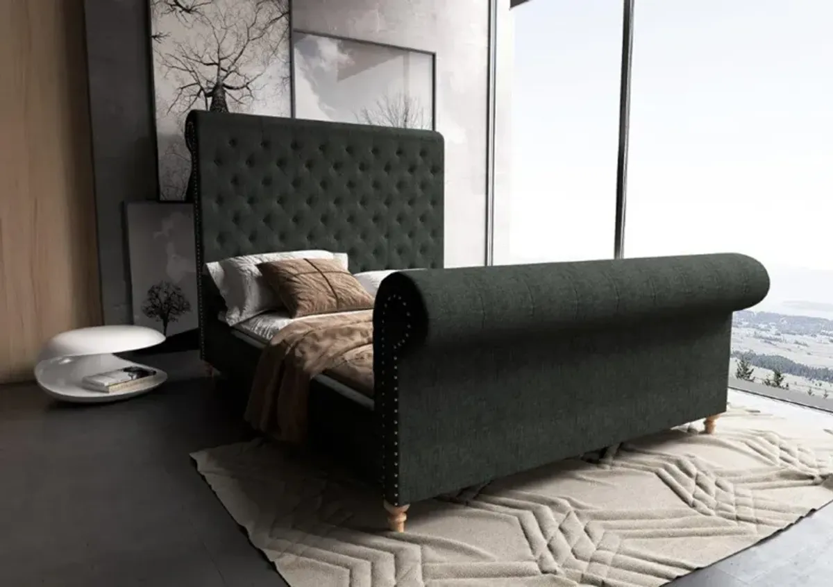 Nina Full Upholstered Platform Bed - Charcoal