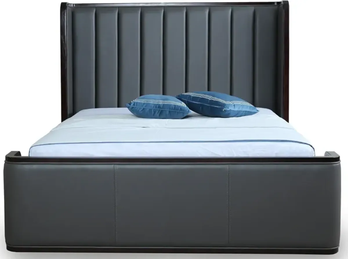 Sandra Queen Upholstered Platform Bed - Graphite