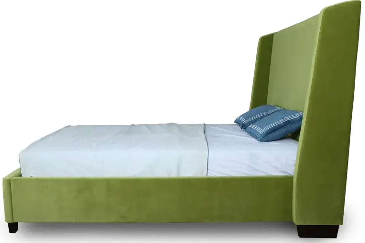 Theron Queen Upholstered Platform Bed - Green