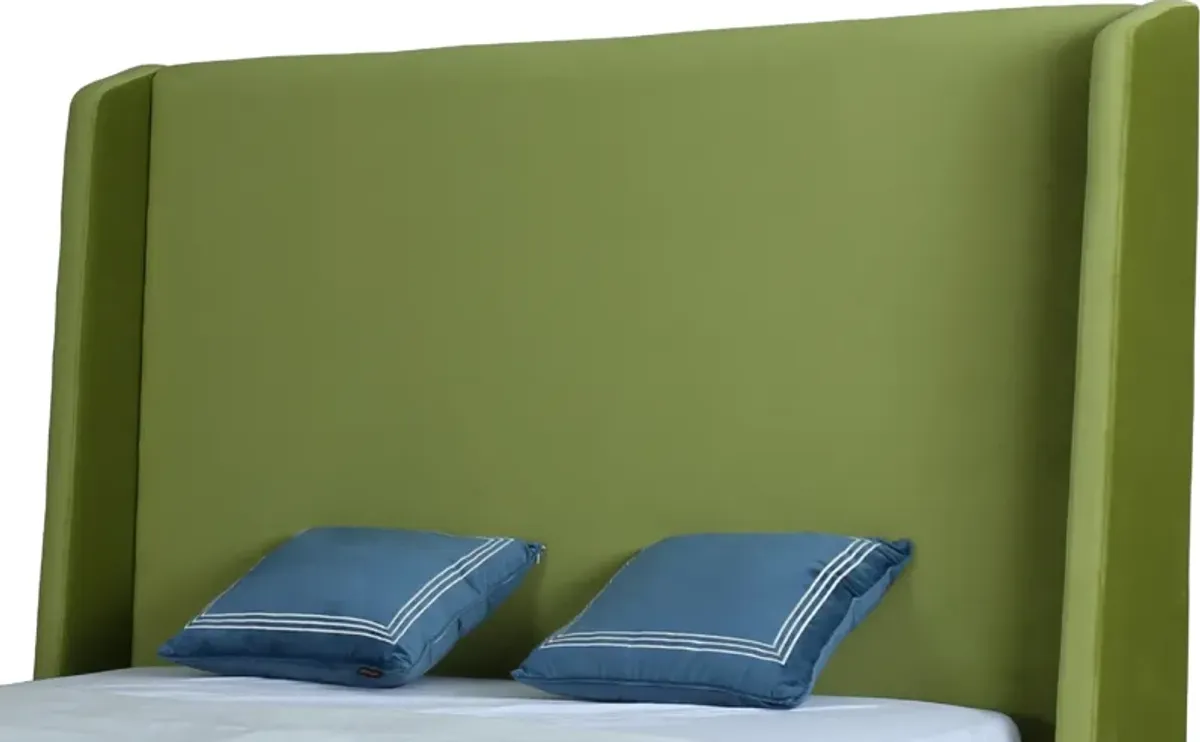 Theron Queen Upholstered Platform Bed - Green